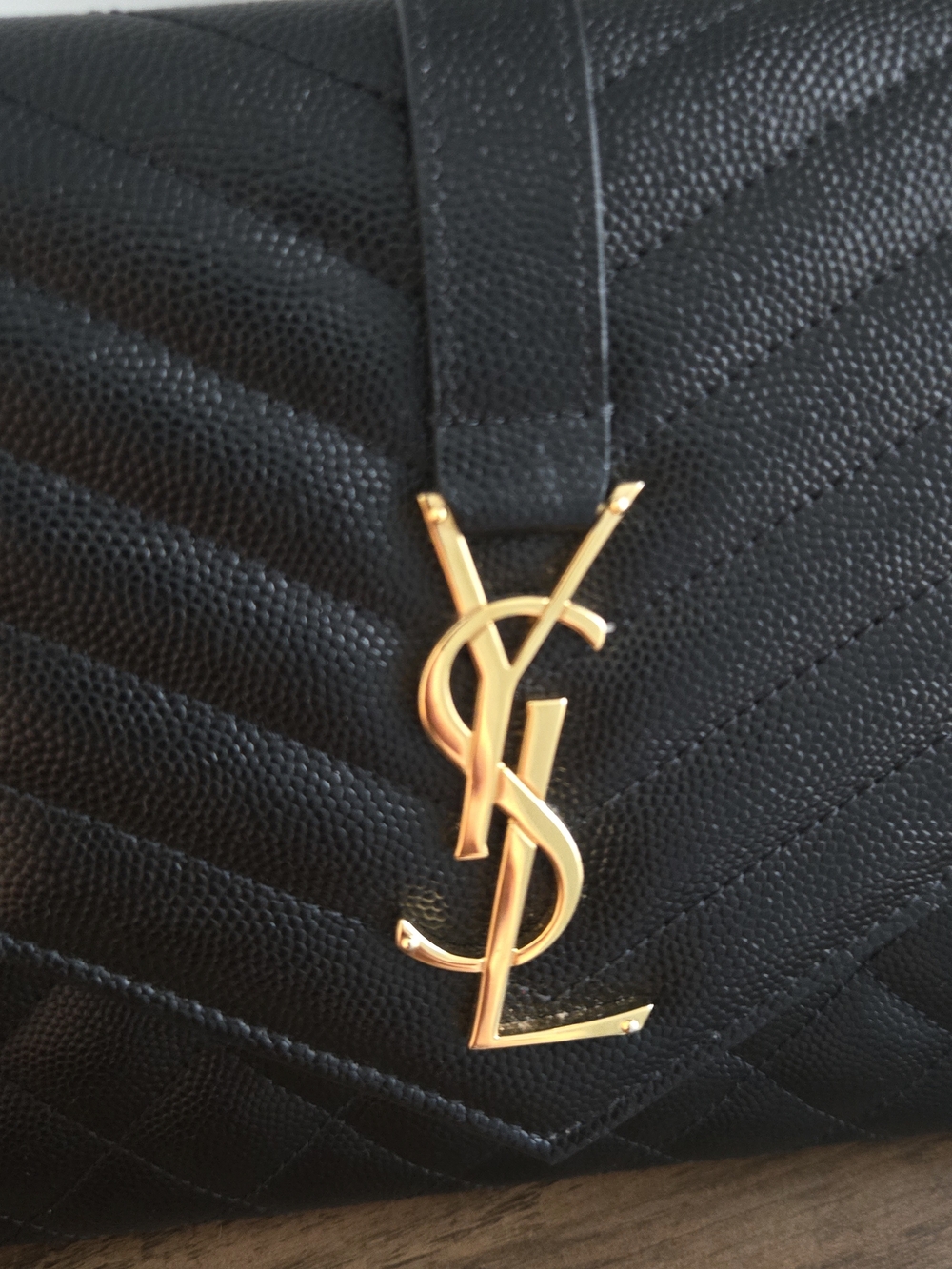 Saint Laurent Black Quilted Leather Wristlet Clutch with Gold YSL Logo - Picture 3 of 5